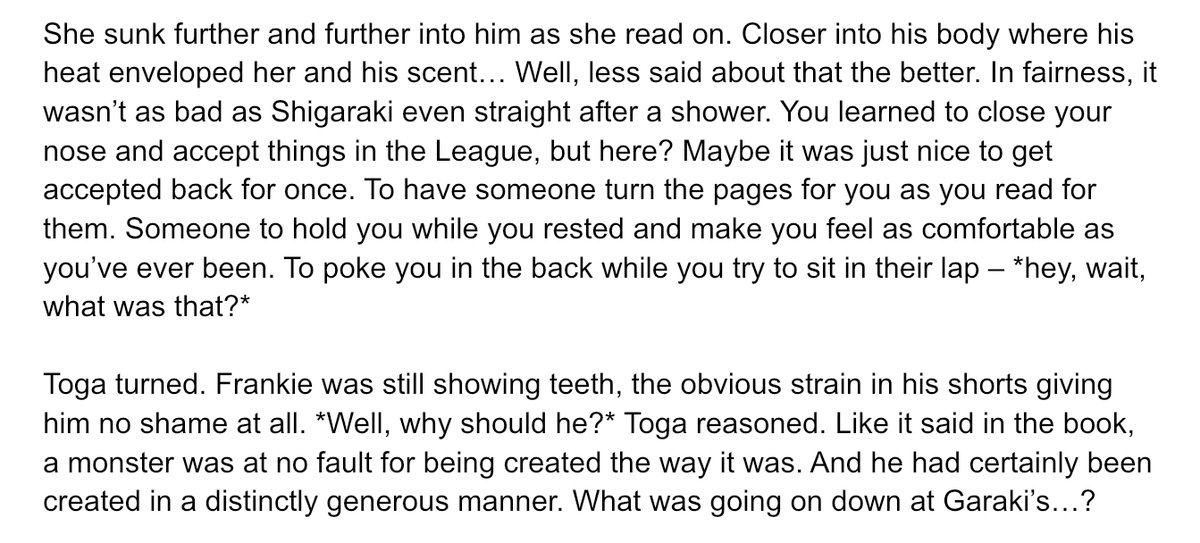 KalloWrites's tweet photo. it's up! toga/nomu monsterfucker fic for @BNHAMonsterLove bang! toga's bored as hell in the league hideout, and the thrill of attention from a caged-up nomu in the basement is too much to resist https://t.co/Jmr7So6lsp #nsfw #fanfic #toga #nomu #bnha #mha https://t.co/ZZInaKr92S