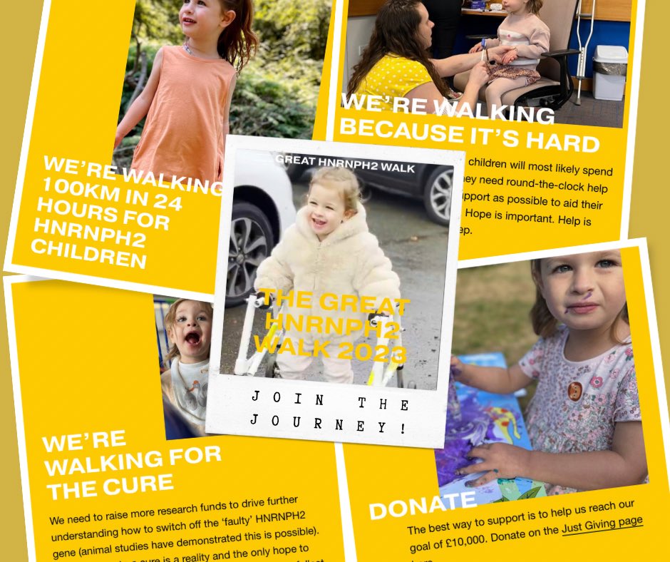📣 Mark your calendars- Only 2 weeks to go! The Great HNRNPH2 Walk in the UK, organized by the Shaw family. Sept 9-10th. 
<a href="/BenShaw/">Ben Shaw</a> 

Register to walk 🚶🚶‍♀️ or donate here:  
greathnrnph2walk.com 

#YBRP #HNRNPH2 #greathnrnph2walk #raredisease #findacure