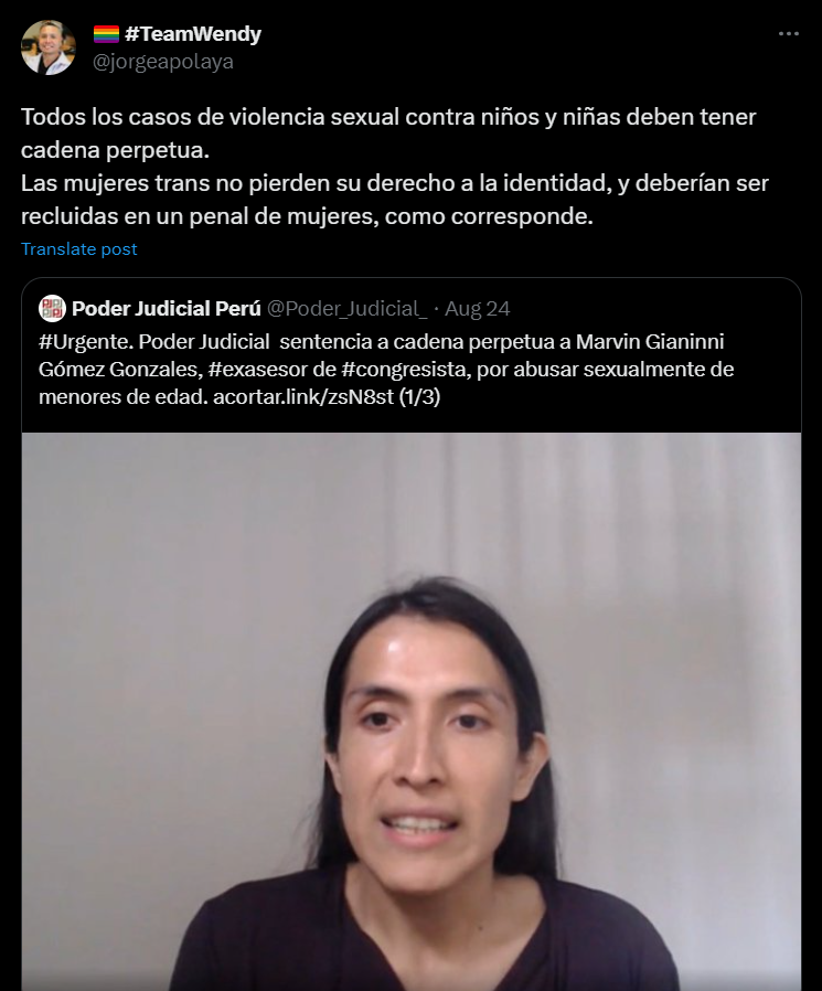 Los relativistas ya están pidiendo que el pedófilo violador del Partido Morado cumpla su condena en una prisión de mujeres.