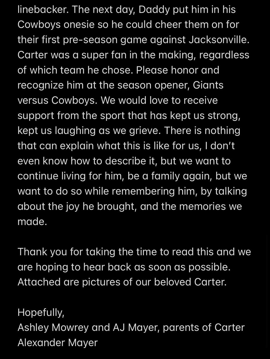 mayer_aj's tweet photo. PLEASE RETWEET AND SHARE!!!

https://t.co/vNbpAhxVMn

@NFL @dallascowboys @Giants @dak @EliManning @MicahhParsons11 @TankLawrence @DeMarcusWare @barstoolsports @Tp__5 @TrevonDiggs @BleacherReport @DezBryant @saquon @_DexterLawrence @Jayronkearse8 @VanderEsch38 @michaelirvin88 https://t.co/TS4c61Ptjo