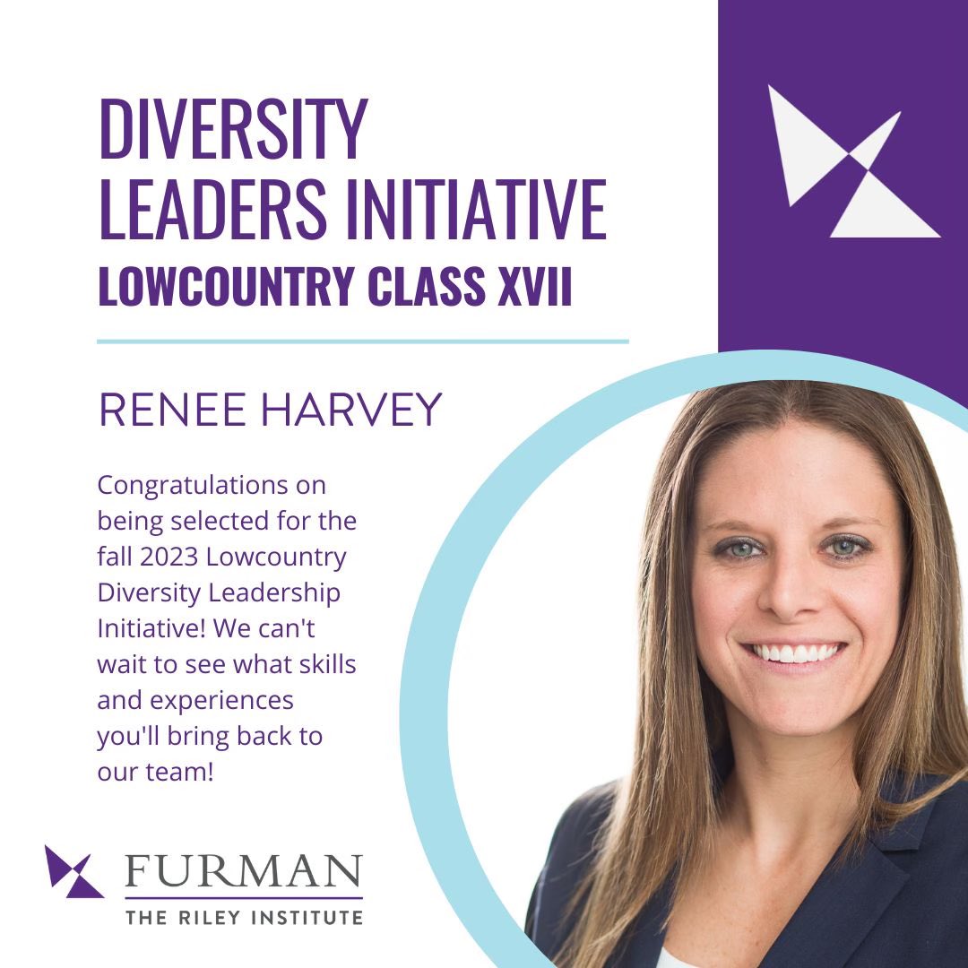 Congrats to Renee Harvey, who has been selected as a member of the Diversity Leaders Initiative’s (DLI) 17th Lowcountry class! The <a href="/rileyinstitute/">The Riley Institute</a> DLI program equips participants with the skills and perspectives to leverage diversity in their organizations.