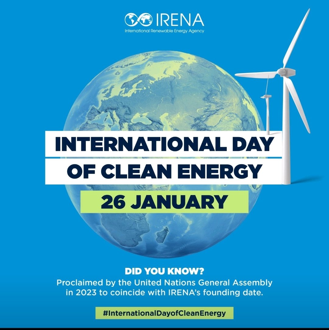 It's good to see #UNGeneralAssembly adopting a resolution proclaiming 26th January as the International Day of Clean Energy.

This will go a long way in enhancing visibility and mainstreaming of energy as an enabler for development.
#internationalDayofCleanEnergy