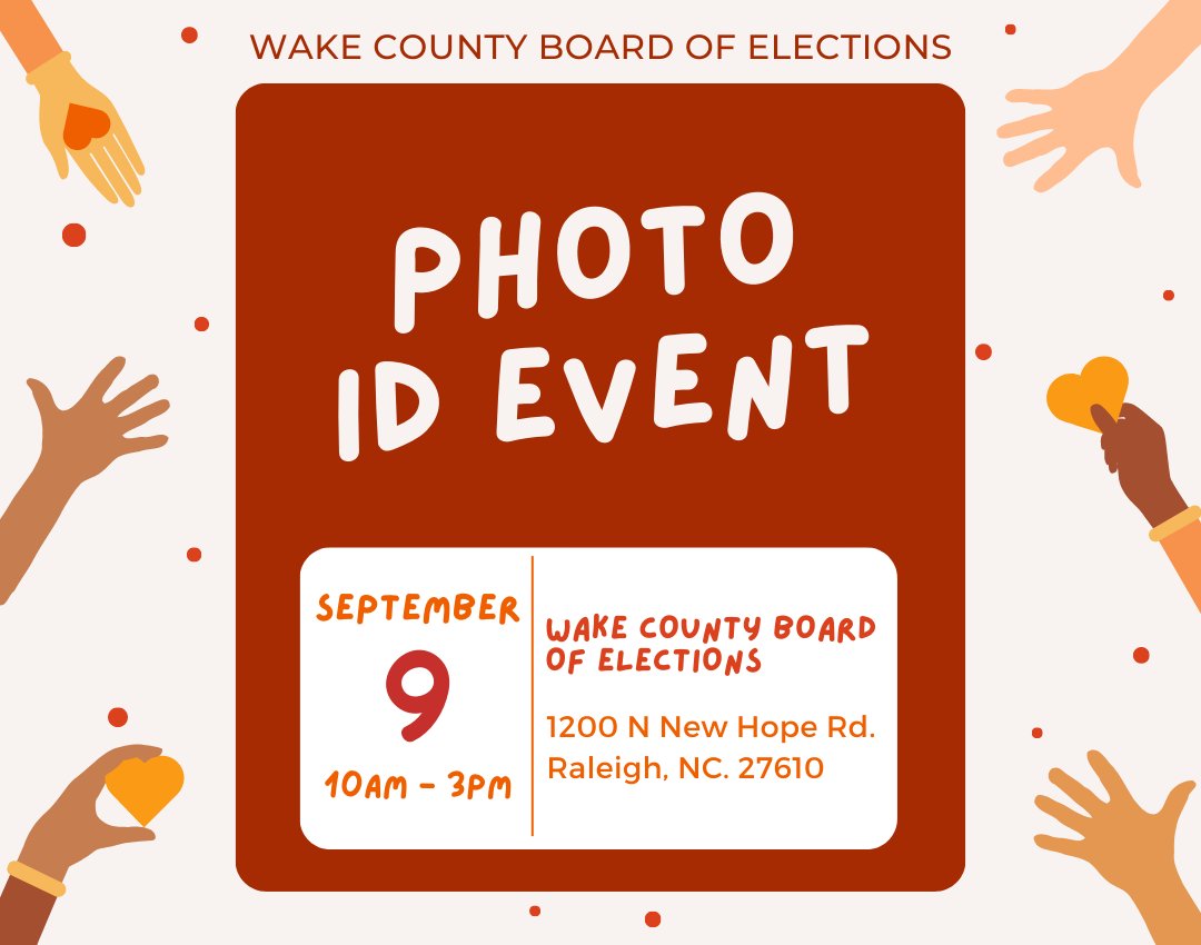 Do you have an acceptable form of ID for voting? Check here: ncsbe.gov. If you do not have an acceptable ID, you can get a free Photo ID at the Wake County Board of Elections! @WakeGOV #ReadyToVote