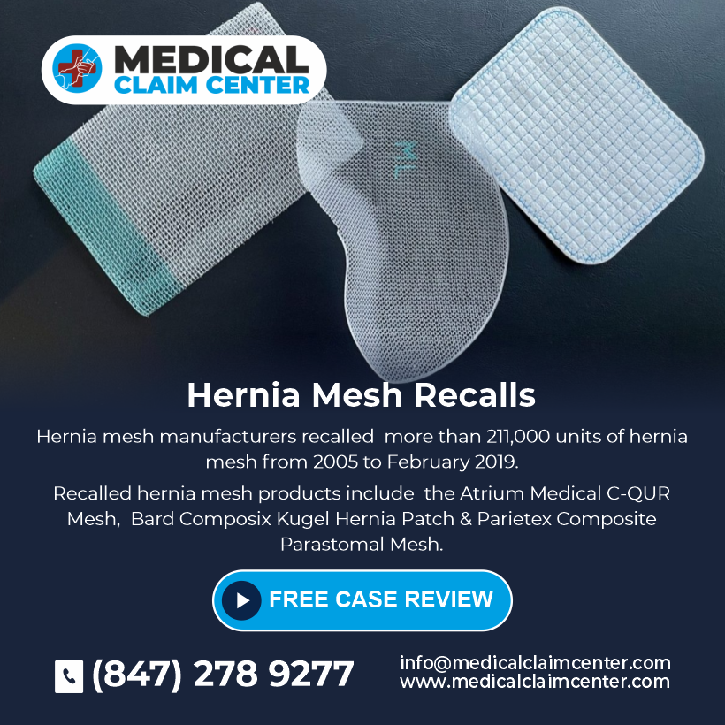 🚨 Hernia Mesh Recalls Alert! 🚨
Over 211,000 hernia mesh units recalled from 2005 to Feb 2019.
Affected products: Atrium C-QUR Mesh, Bard Composix Kugel Hernia Patch, Parietex Parastomal Mesh.
Stay informed for your health's sake! 💡 #HerniaMeshRecalls #Healthcare  #HerniaMesh