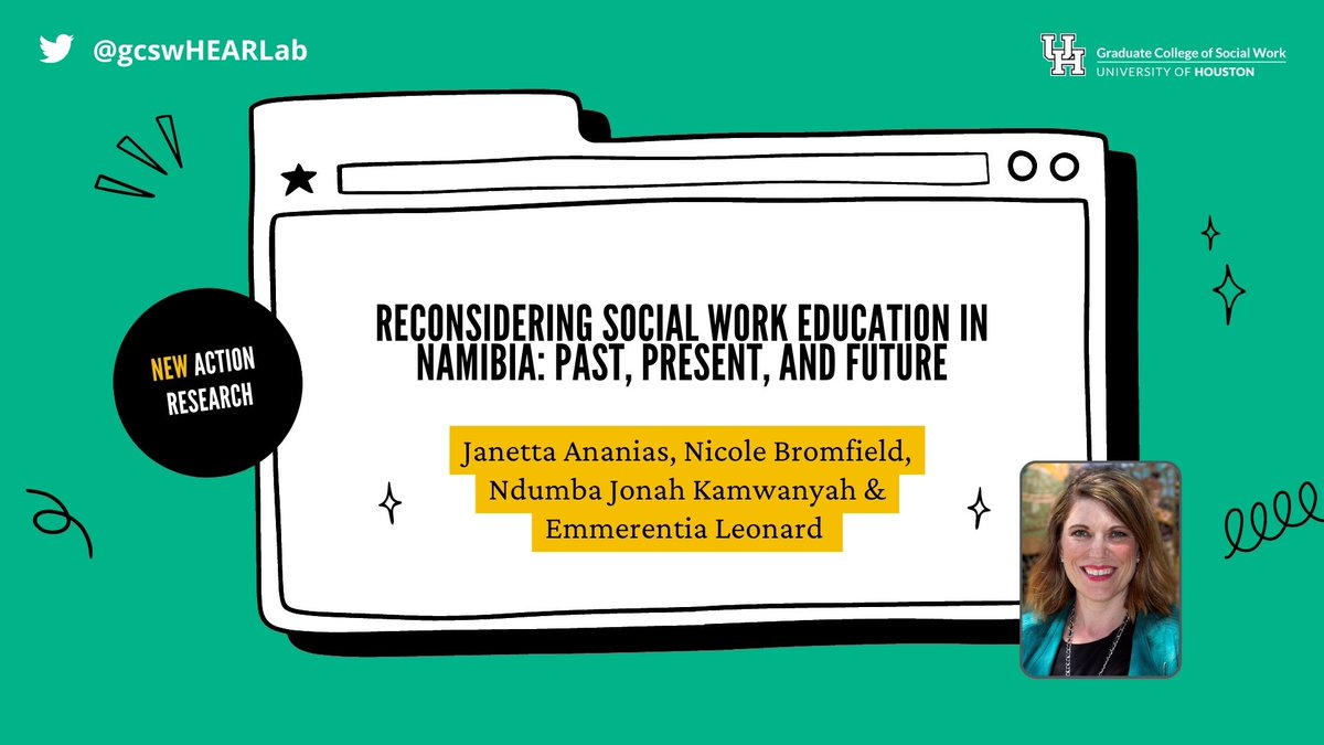 GCSW HEAR Lab (@gcswhearlab) on Twitter photo New research from <a href="/nicolebromfield/">Nicole Bromfield, PhD</a> at <a href="/UH_SocialWork/">UH Graduate College of Social Work</a> considers the past, present, and future of social work education in Namibia. #ActionResearch
Here is our research brief: buff.ly/3P7MtWO New research from <a href="/nicolebromfield/">Nicole Bromfield, PhD</a> at <a href="/UH_SocialWork/">UH Graduate College of Social Work</a> considers the past, present, and future of social work education in Namibia. #ActionResearch
Here is our research brief: buff.ly/3P7MtWO