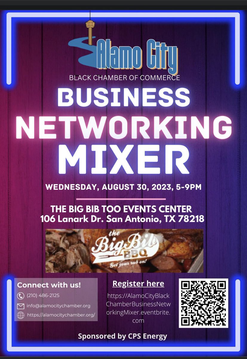 Join us at the Big Bib Event Center on August 30 at 5 pm for the Alamo City Chamber of Commerce business networking mixer! 🤝 Elevate your connections and celebrate local businesses. #AlamoCityNetworking #BusinessMixer