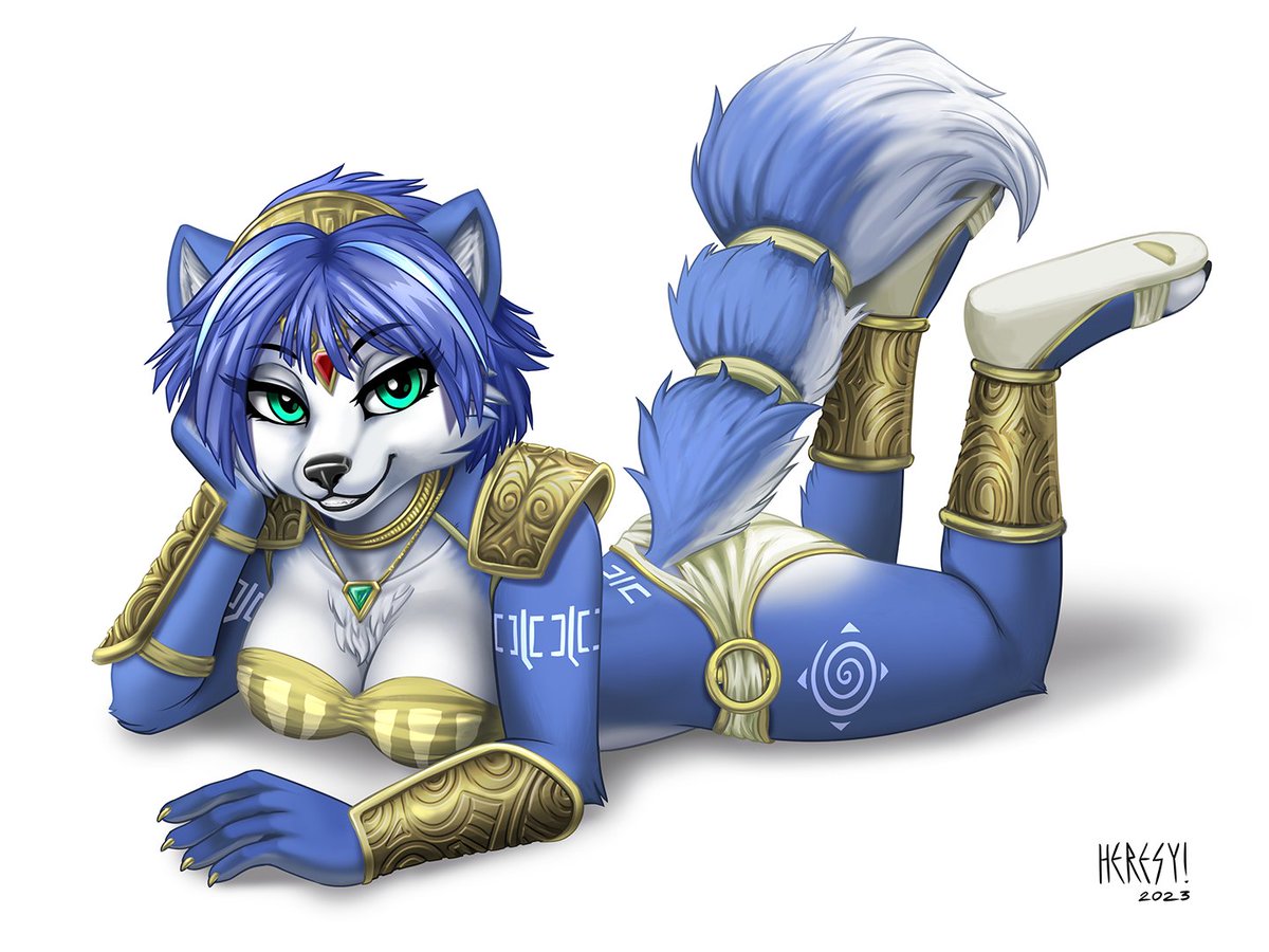 For #KRAM this month I did a remake / tribute of the famous #Krystal pinup render that Rare put out prior to the release of #StarFoxAdventures. I remember first seeing it in an issue of Nintendo Power 20 some odd years ago. A lot of boys became men when that issue came out!