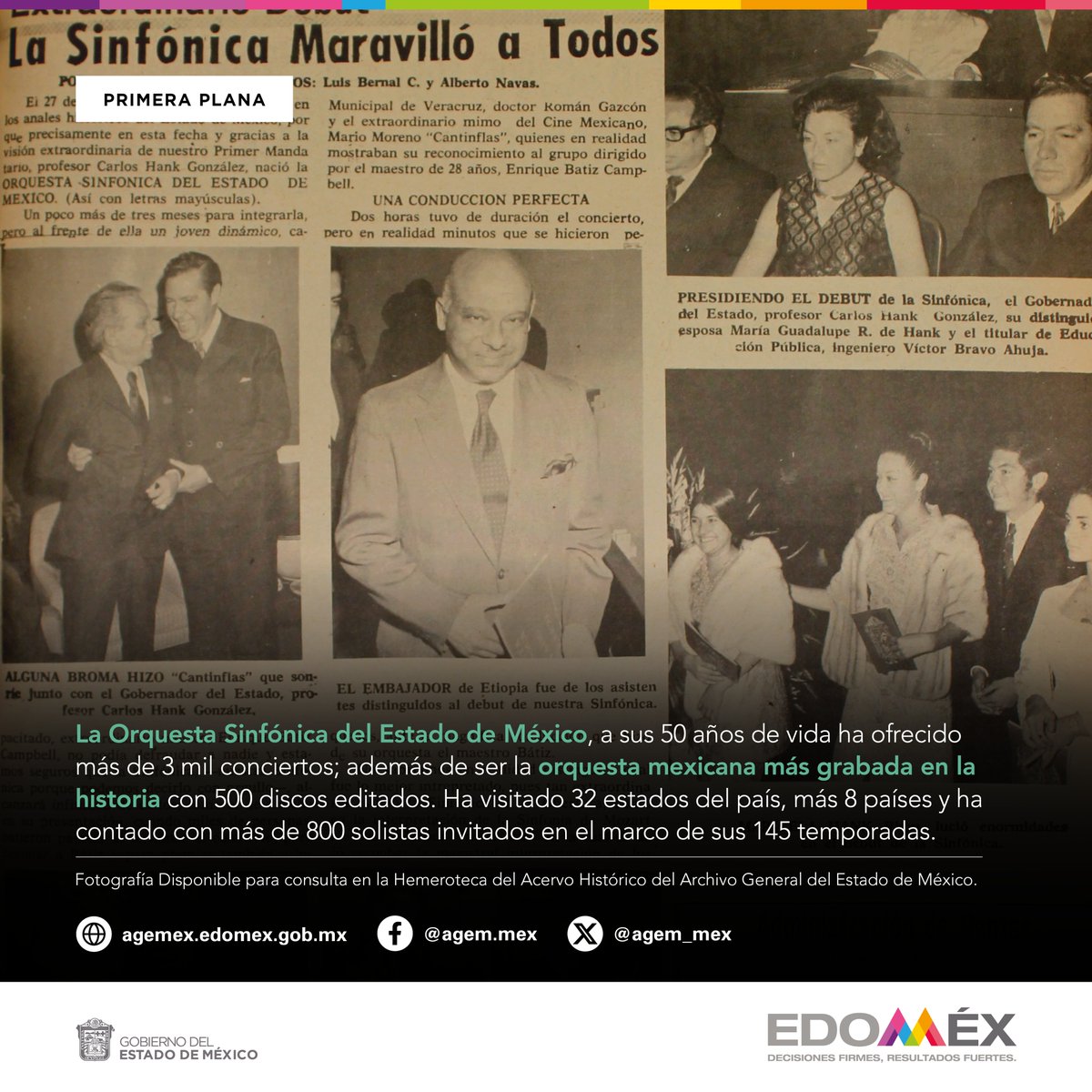 agem_mex's tweet image. Con residencia en la ciudad de #Toluca, el 27 de agosto de 1971, se fundó la Orquesta Sinfónica del Estado de México #OSEM, cuyo objeto es difundir la #Música  como medio de unión e identificación entre los mexiquenses. #AniversarioOSEM #AGEMÉX