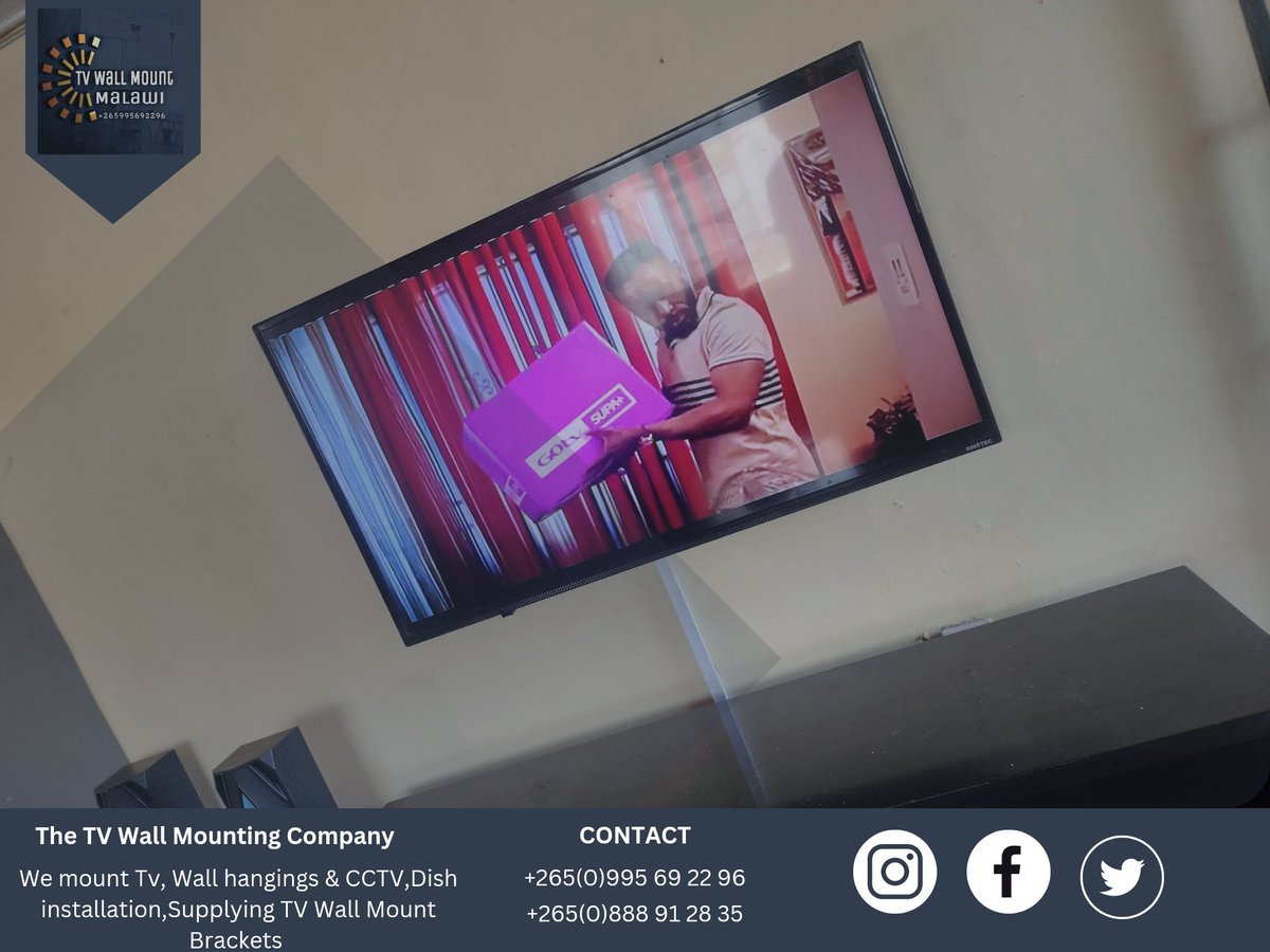 TvMount2's tweet image. TV installation
We Supply tv mount brackets and Mount Plasma TV based on your plasma size and brand
#tvwallmount #tvbracket #CCTVCamera #dishinstall
 WhatsApp by clicking on the link wa.me/message/ROR4XT…

Email to:tvwallmountmalawi@yahoo.com
0888 91 28 35
 0995 69 22 96