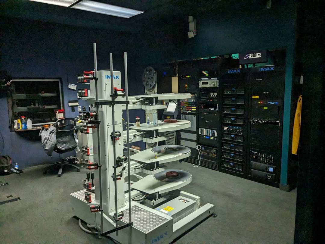Watched_Podcast's tweet photo. The equipment necessary to run #Oppenheimer in IMAX 70mm!! https://t.co/rS9tXUBv2V
