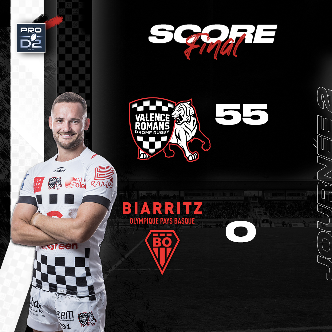 [𝐅𝐈𝐍 𝐃𝐔 𝐌𝐀𝐓𝐂𝐇 : 𝚅𝚁𝙳𝚁 ⚡<a href="/BOPBweb/">BOPBweb</a> 

C'est la fin du match, et quelle démonstration de nos Damiers !
Les Drômois écrasent les Biarrots sur le score de 55 à  0 à Pompidou devant plus de 3 000 supporters !