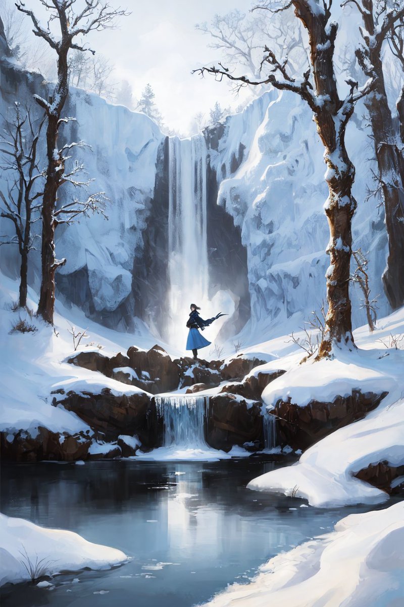 Lydia00Ai's tweet photo. By the frozen waterfall - 凍った滝のそ #pixiv今日のお題 #氷 #AIart #AIイラスト #ファンタジー #fantasy #滝 #Waterfall #pixiv https://t.co/R6vSOzbIAf https://t.co/VNVlGDS4nQ
