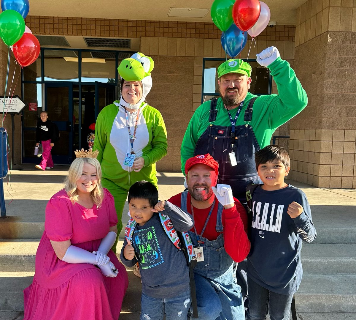 AmeliaPCSD's tweet photo. We had an amazing kick-off today for our theme of Perseverance this year! We LOVED seeing all our students dressed in their Mario, Luigi, and Princess Peach attire! We will be linking our movie for all to see on our website soon! https://t.co/03A21MQnUX