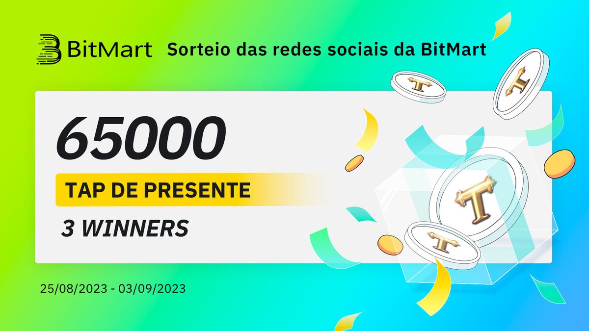 BitMart_PT's tweet photo. 🌟Quer ganhar + um #airdrop de 6500 $TAP (~$150) da #BitMart??🌟

1️⃣ Siga @BitMart_PT
2️⃣Curta, dê RT e marque 3 amigos
3️⃣Comente seu UID abaixo
📅 De 25/08 a 03/09

Siga @ bitmartbrasil no insta e comente seu UID no post do sorteio

Inscreva-se👉https://t.co/I4UvOYc6g9 https://t.co/xGhYbXKvWr