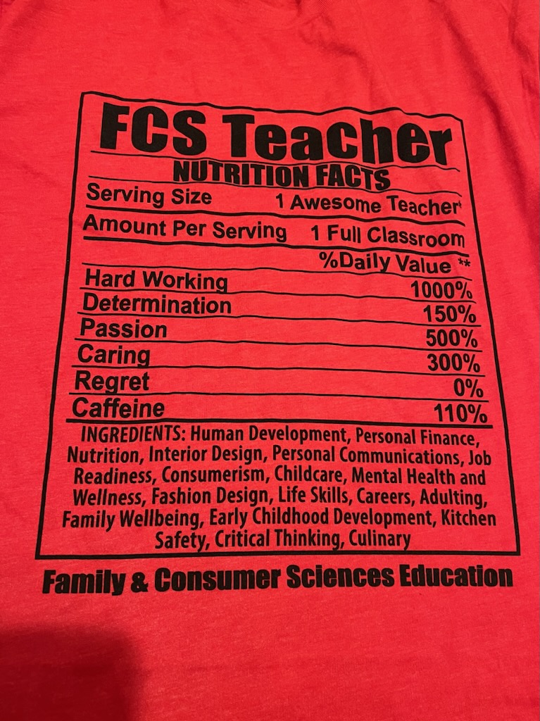 Wearing my new FCS shirt supporting FCS education!  #CTEROCKS #FCS @OPS_BryanMiddle #Familyandconsumerscienceeducation