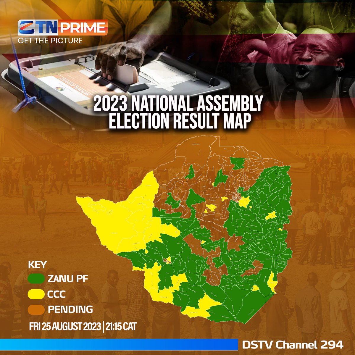 ZTNPrime's tweet image. 2023 National Assembly  Election Result Map

Result  For more LIVE Election 2023 coverage, watch ZTN Prime on DSTV Channel 294. 

 #GetThePicture #ElectionsZW #ZimDecides2023 #ZimbabweElections2023