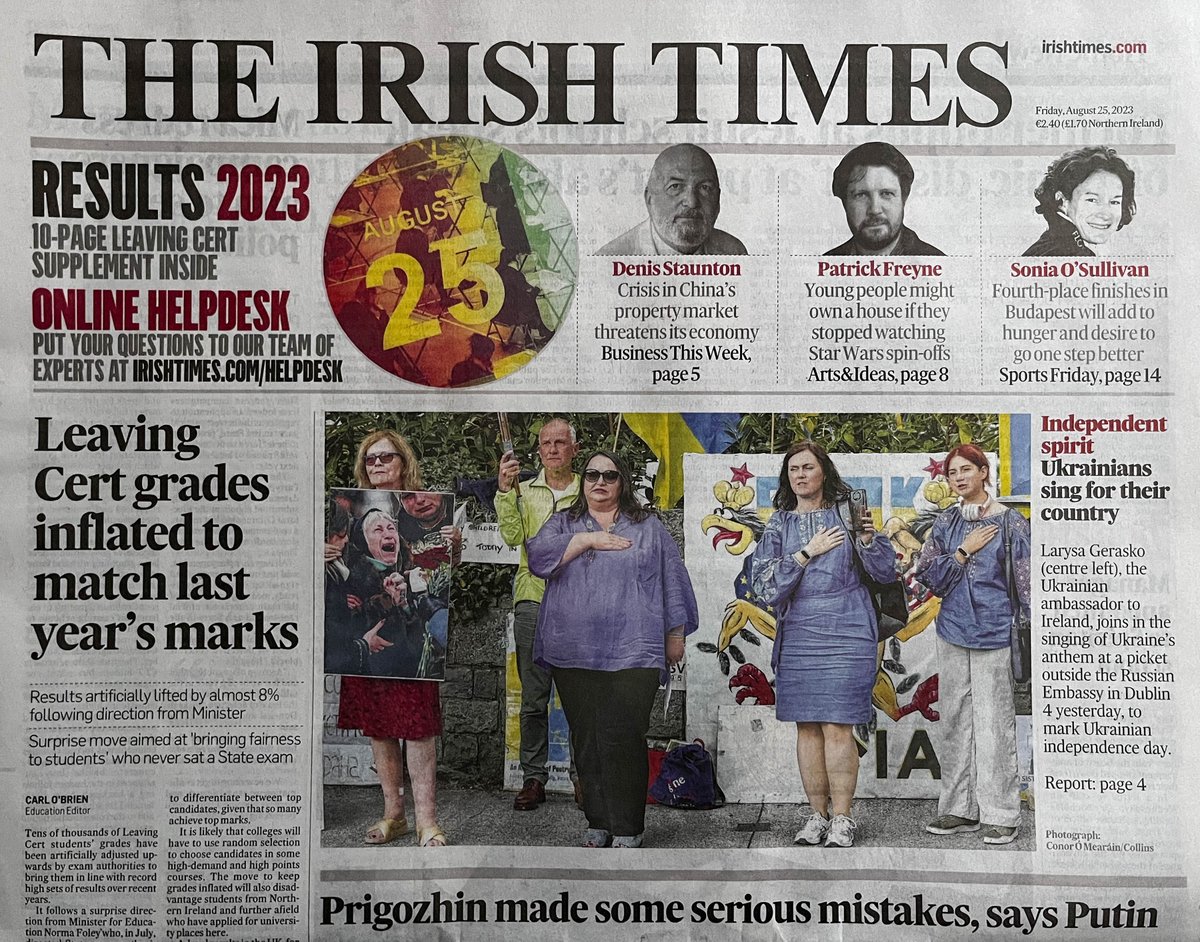 KidCon's tweet photo. Nice to get front page of today's @IrishTimes. Covering Ukrainian independence day for Collins Photos. Thanks @b_fitzsimons  #news #ukraine https://t.co/DDy2hiJncG