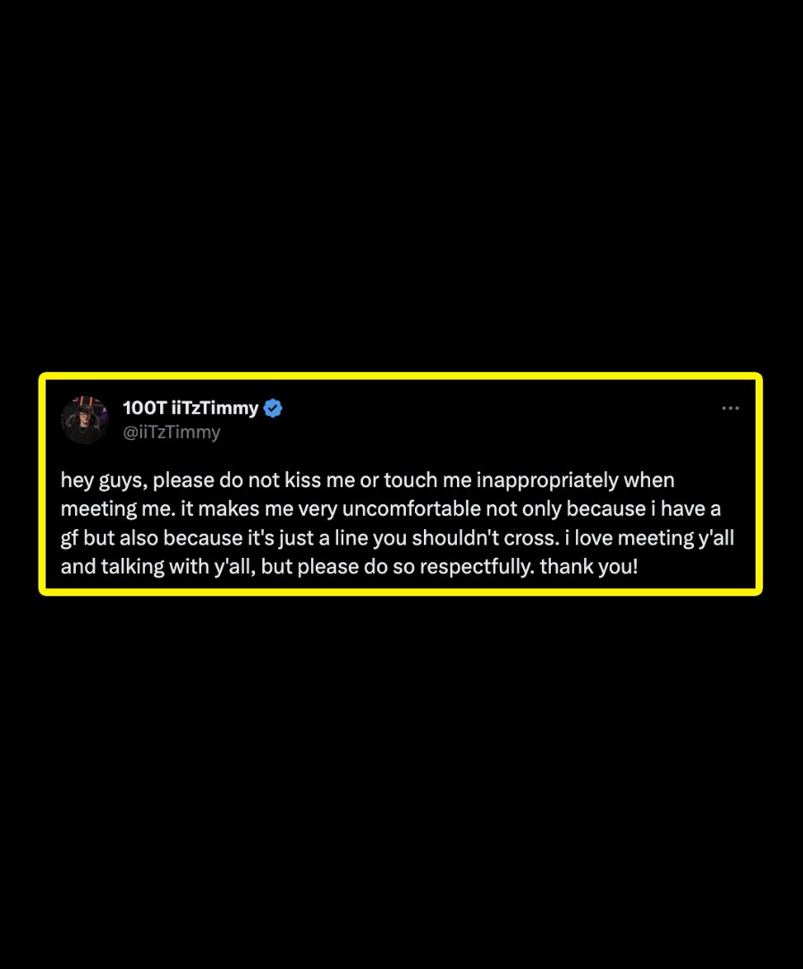 Dexerto's tweet image. "It makes me very uncomfortable" 

iiTzTimmy asks fans to not kiss or inappropriately touch him when meeting him