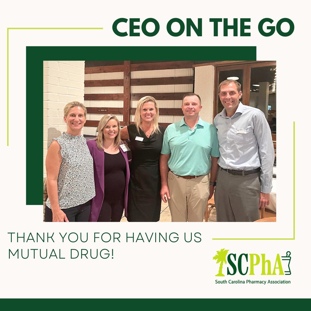 yourSCPhA's tweet image. Thank you for having us at your networking event, Mutual Drug! We appreciate the unwavering support you have shown the association.
.
. 
#SCPhA #CEOontheGO #Greenville #MemberAppreciation