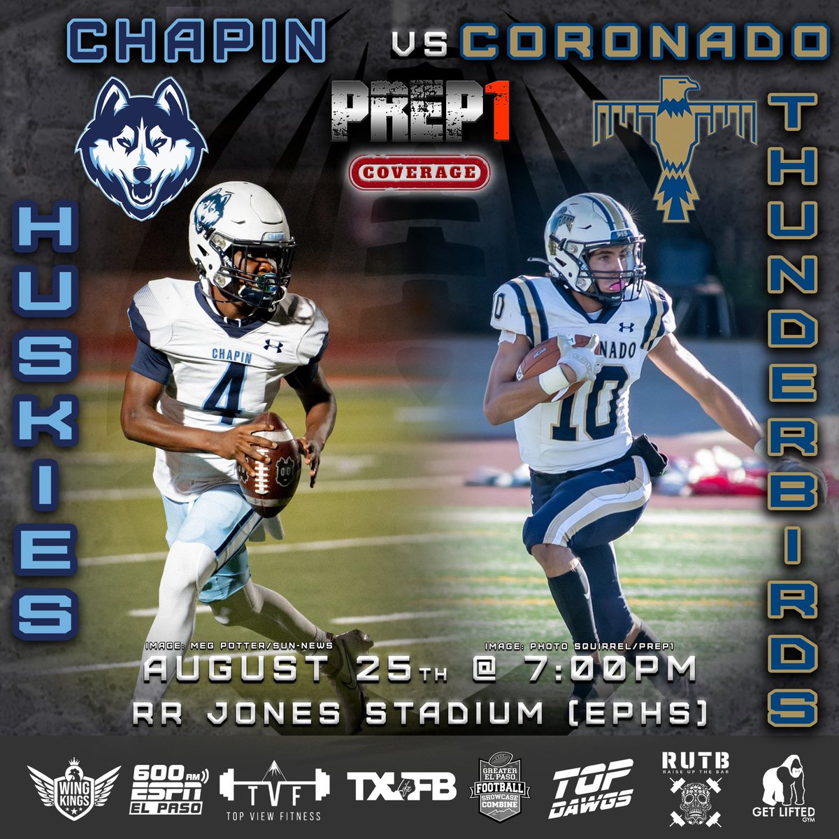 ⚡️#PREP1 ➲ West Texas
🏈 𝙂𝙖𝙢𝙚𝘿𝙖𝙮 𝘾𝙤𝙫𝙚𝙧𝙖𝙜𝙚 • 08.25.23
#TXHSFB “𝕃𝕀𝕍𝔼” 7:00pm MST 

Chapin Huskies
🆅🆂 Coronado Thunderbirds   

[◉"] ➲ <a href="/veronicaeve915/">veronica reynolds garcia</a>
[◉"] ➲ <a href="/SjEPhotography2/">SjE Photography</a> 
#915Showcase | #FFN600 | 
#TXHSFBLife | #TopDawgs