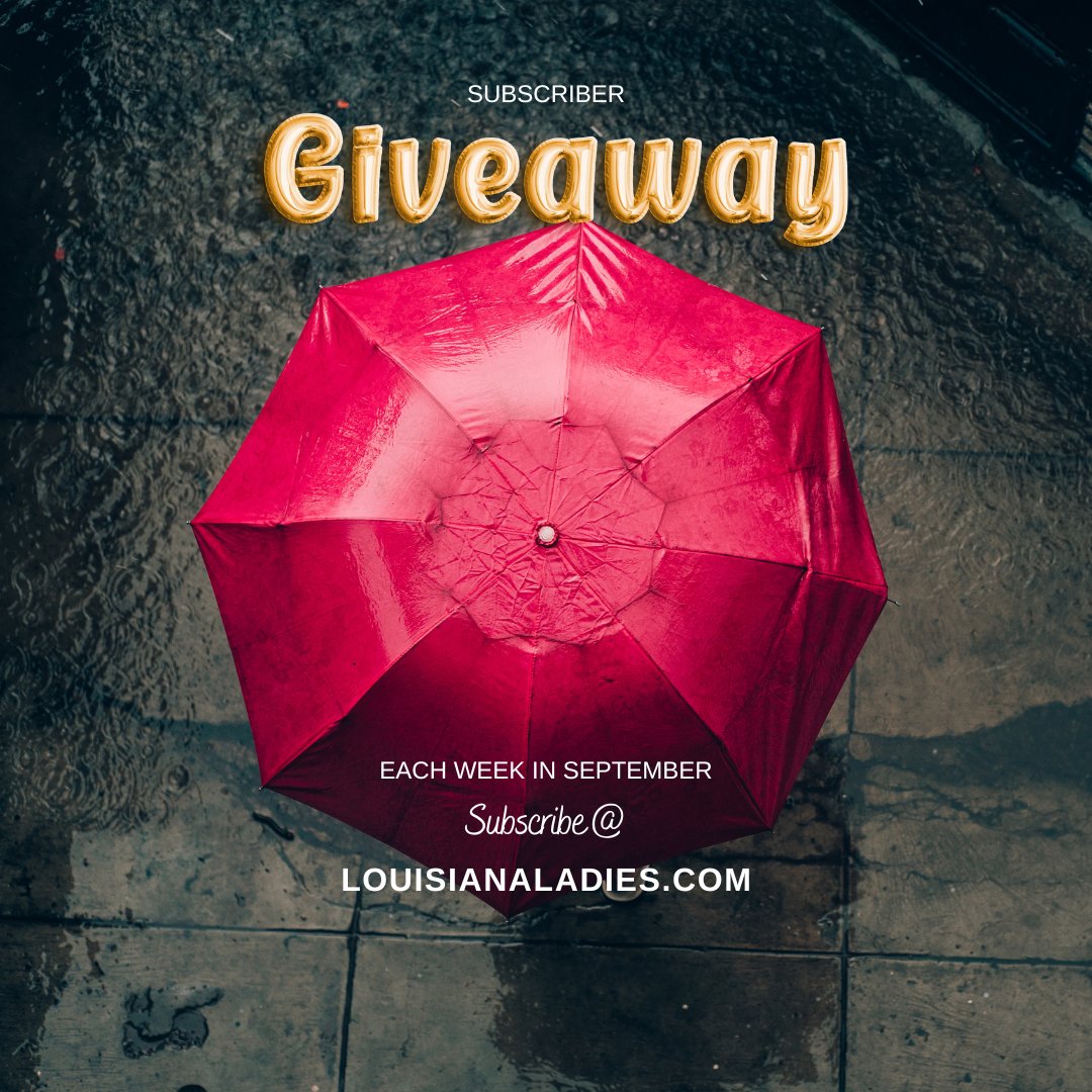 LadiesLouisiana's tweet photo. Each week, one of our subscribers receives a giveaway. Sometimes it's something for the kitchen, sometimes it's something for self-care, and sometimes it's something for a rainy day.
Sign up at https://t.co/FZ4G81e3Ws

#LouisianaLadies #Giveaway #RainyDay #Umbrella https://t.co/wYNKERC38n
