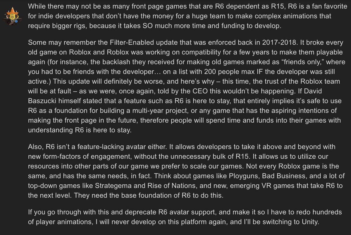 Another R6 ride or die individual who thinks deprecation means the end of the world, when you literally can still make stuff with R6 (and always can) if you really want to. Nothing is being removed, it just isn’t being iterated on anymore.