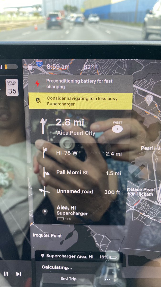 Samichmayo's tweet photo. .@elonmusk please consider bringing more Superchargers to Oahu. Over 1+ hour wait for the only Supercharger on the island and the map is suggesting I "navigate to a less busy Supercharger" when there aren't any others. I see more Teslas on Oahu everyday. The demand is here. https://t.co/nS96GuXqFc