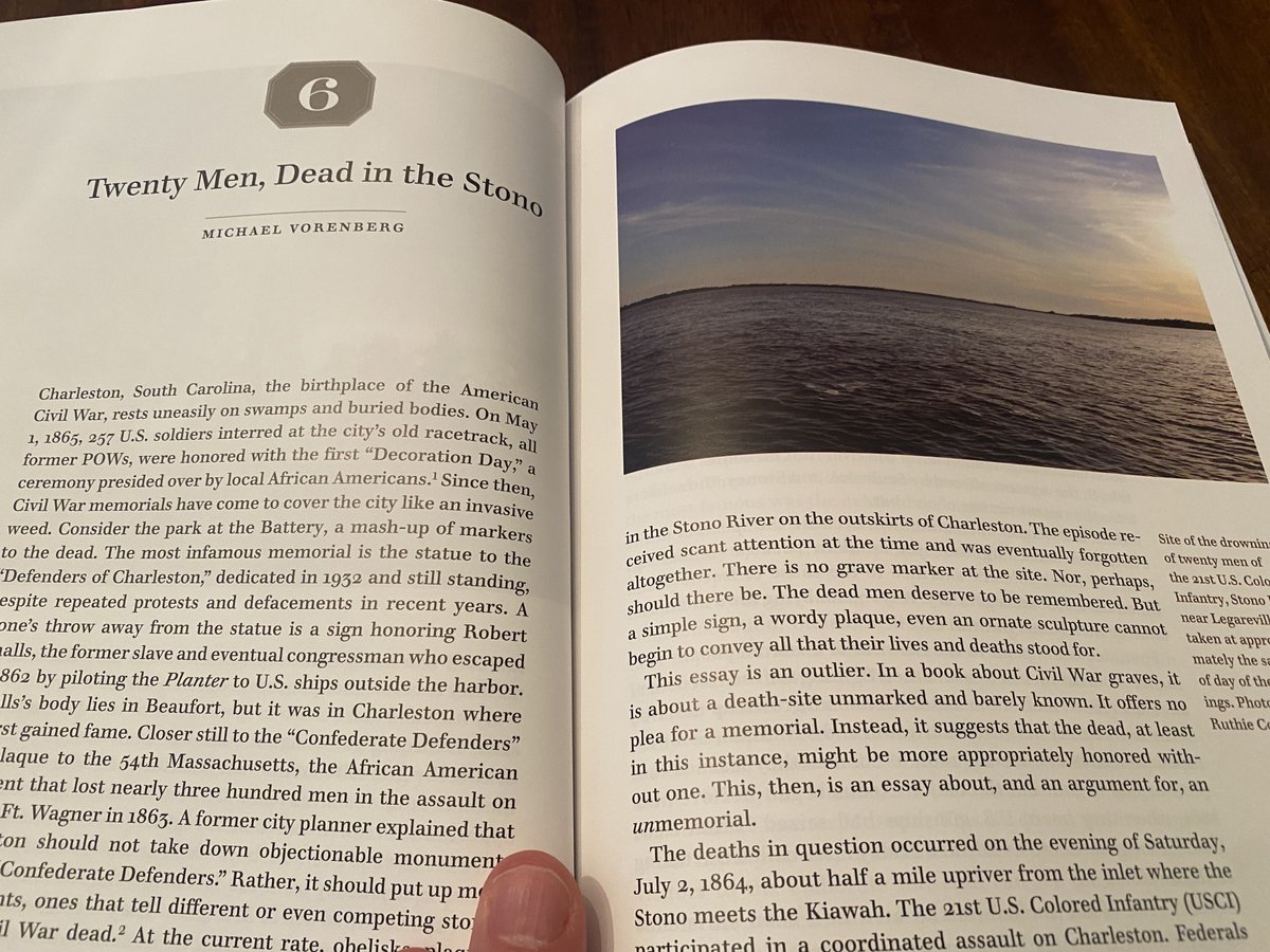 CivilWarJon's tweet photo. In chap. 6, Michael Vorenberg (@BrownUniversity) tells the tragic story of 20 U.S. Colored Troops who drowned in a boating accident on the Stono River near @ReconstructNPS. Some of the graves in #FinalRestingPlaces are unmarked, and in this case, deep beneath the waves. https://t.co/4qmkCiLkqg