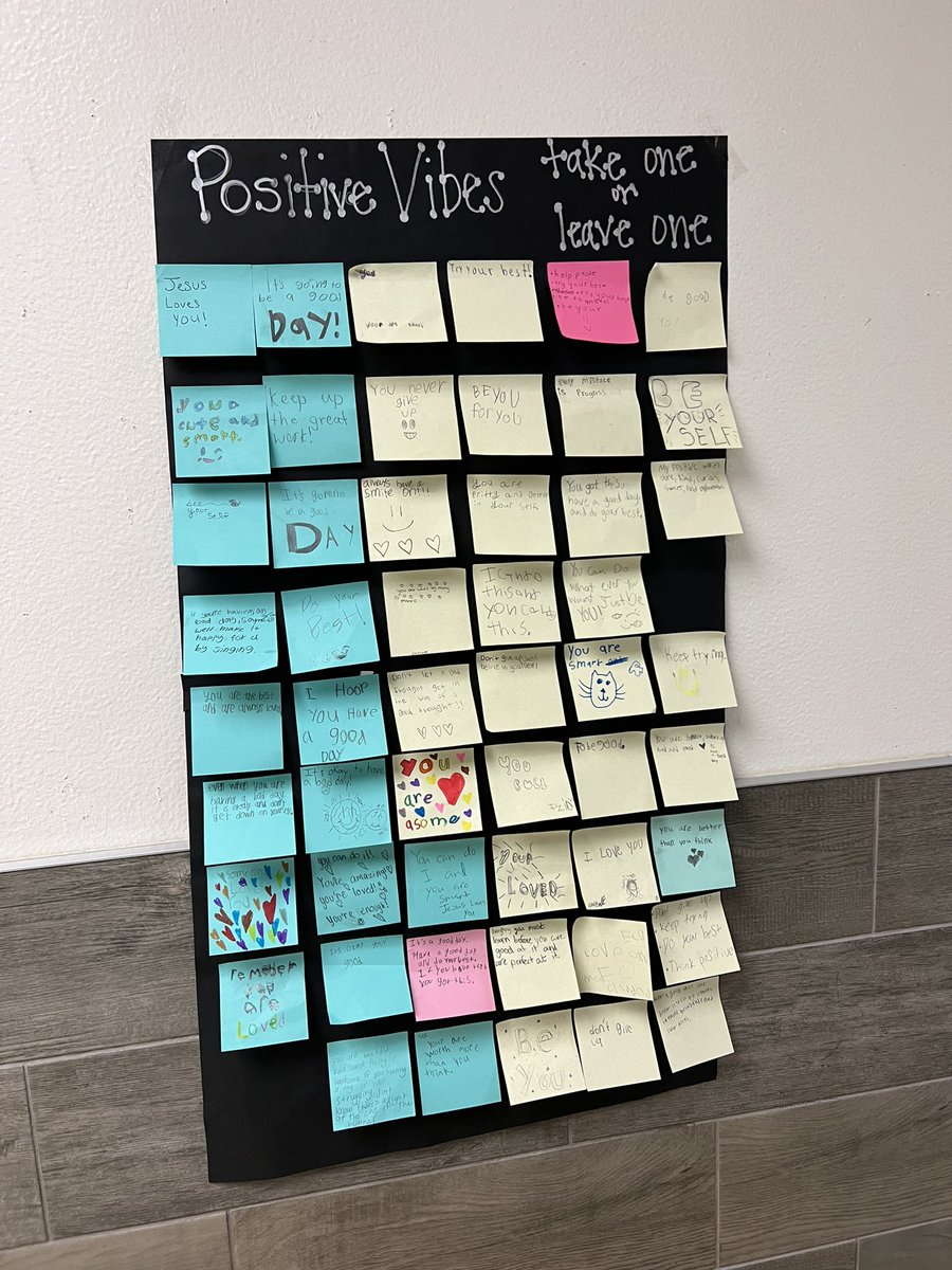 Take one or leave one. Shoutout to 5th grade for leaving a trail of sweet words and promoting Koennecke kindness school wide. Our deputy on campus even joined in the trend.