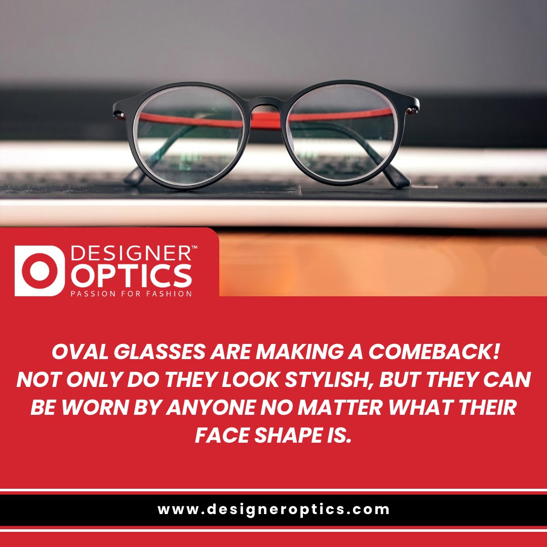 DesignerOptics1's tweet photo. 𝗢𝘃𝗮𝗹 𝗚𝗹𝗮𝘀𝘀𝗲𝘀 are making a comeback! Not only do they look stylish, but they can be worn by anyone no matter what their face shape is.

How to wear oval frames? https://t.co/tTsFJ8kA9W

#Designeroptics #blog #Blogs #fashion #fashionstyle #Passionforfashion #fashionshop https://t.co/nCs5MO3CV4