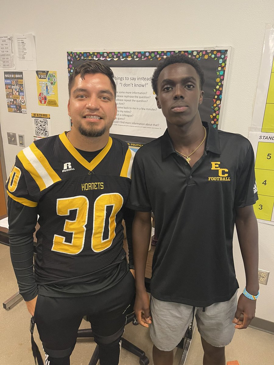 SHOW UP and SHOW OUT! <a href="/itsBije/">Bienvenue Byishimo</a> repping for <a href="/_ECBSoccer1/">East Central Men's Soccer</a> handle your business tonight! GO HORNETS! 🏈🐝 <a href="/joehubb74/">Coach Hubb</a> <a href="/ArriolaSuzette/">Suzette Arriola</a> <a href="/_ECAthletics/">ECHS Hornet Athletics</a>