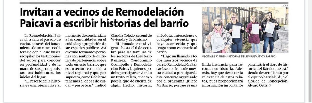 barrios8va's tweet photo. 🗞️PRENSA|| Diario La Estrella destaca lanzamiento de concurso literario para familias de @QmbRemoPaicavi #concepcion. Revisa detalles en la nota. https://t.co/aYcxnzcEik