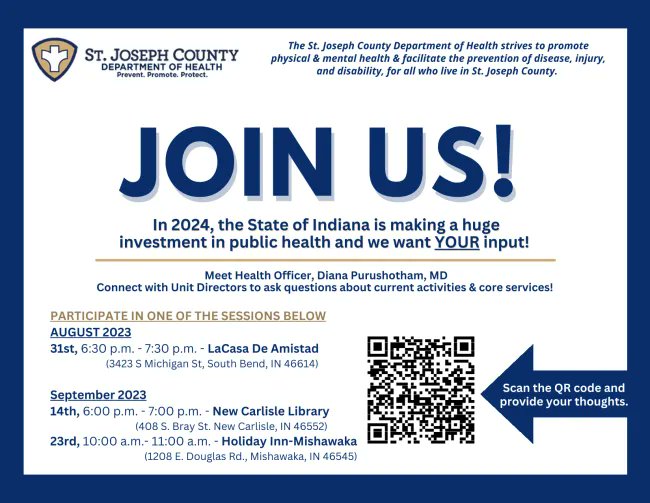 St. Joseph County Department of Health--- WANTS YOUR INPUT!!!