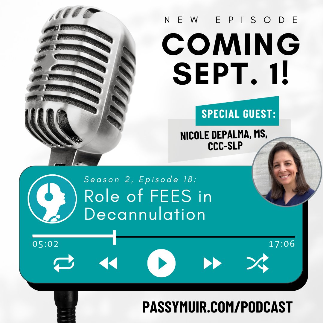 PassyMuir's tweet image. New podcast episode coming next Friday!

This episode is a conversation about providing #FEES and how it can be used to assist with the #decannulation plan for a patient with a #tracheostomy. 

Earn continuing education credits and catch up on episodes: PassyMuir.com/podcast