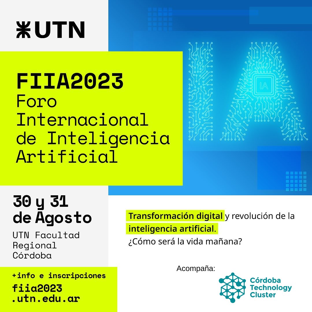 #PróximoEvento 👉 UTN FIIA2023 Foro Internacional de #IA📢

💻 Transformación digital y revolución de la #InteligenciaArtificial ¿Cómo será la vida mañana?

Participá de conferencias, paneles, entrevistas, workshops y casos de éxitos.

🔗Inscripciones en: fiia2023.utn.edu.ar