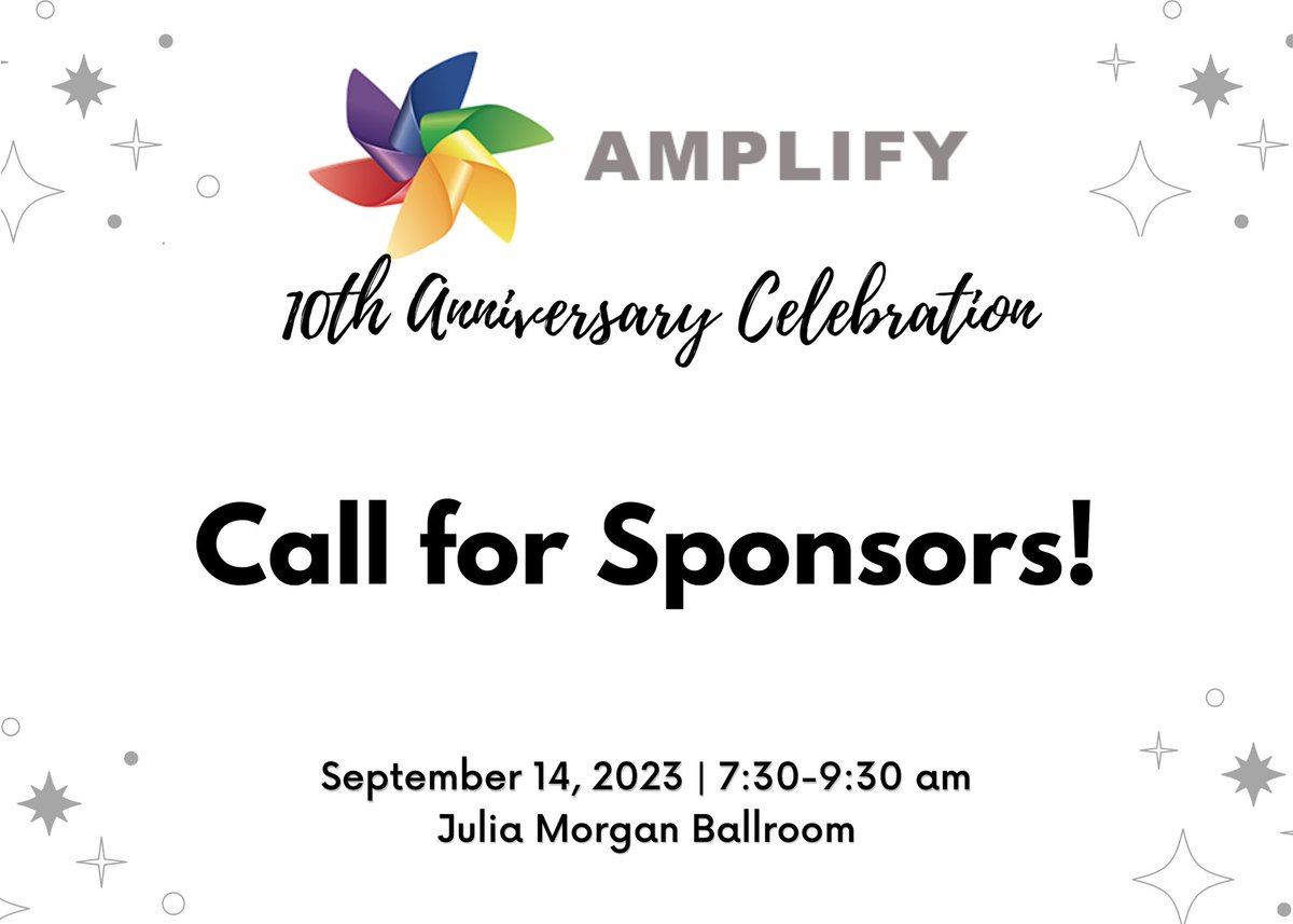 We are celebrating our 10th anniversary at #DF23 this year &amp;  can't wait to be back in person with you!

Email us at partnerships@weareamplify.org to sponsor our 10th anniversary celebration

We are <a href="/AmplifyNGO/">Amplify</a> because of the support of our incredible sponsors &amp; donors. Thank You