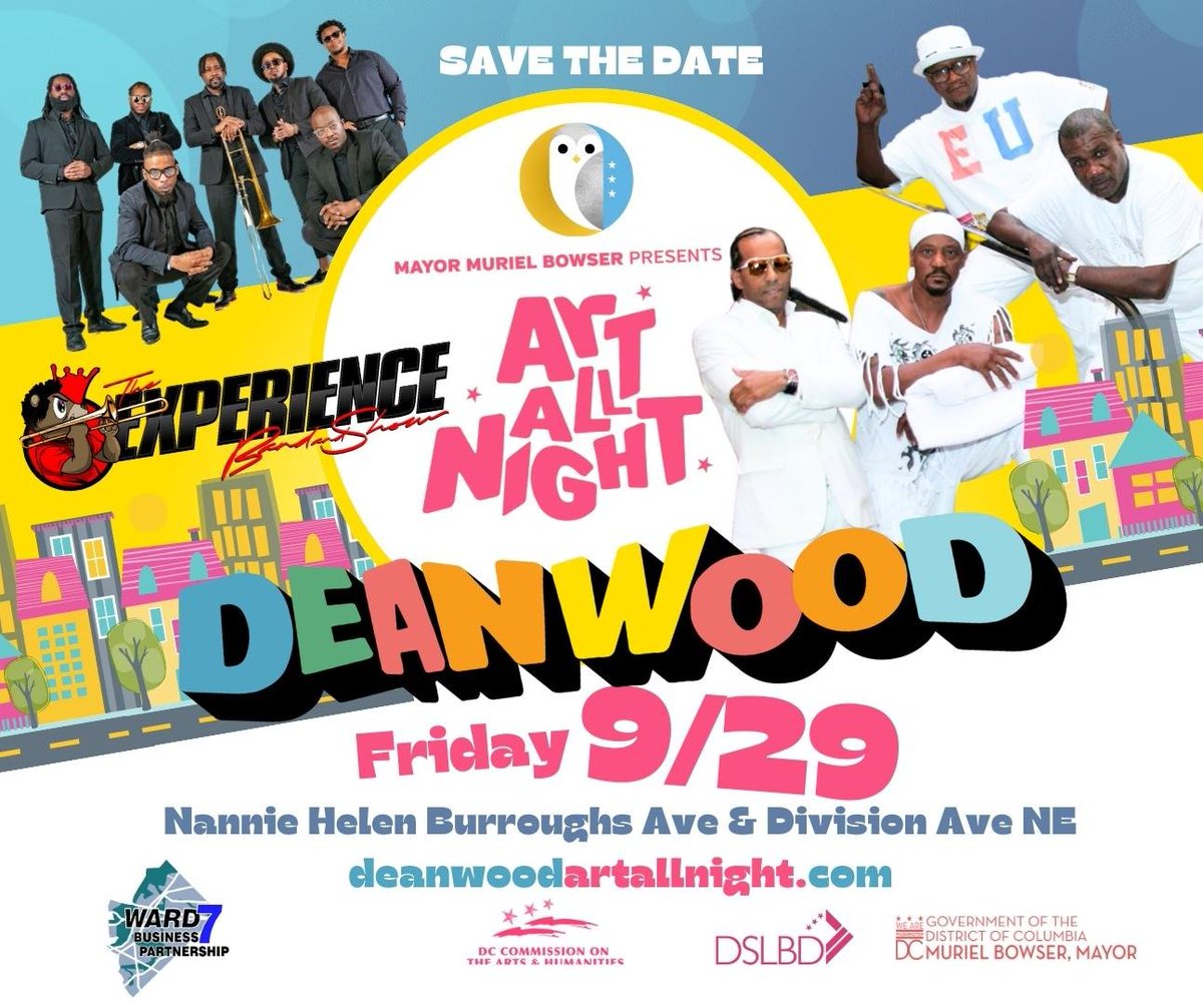 SAVE THE DATE!! #Deanwood #ward7strong September 29th at the main stage Planters Grove 5000 Nannie Helen Burroughs Ave. NE #EU #TheExperienceBandandShow Entertainment, music, vendors, food and much more!! #DCArtist <a href="/deanwooddca/">Deanwood Citizens Association</a> #ArtAllNightDC #ward7community #familyfun