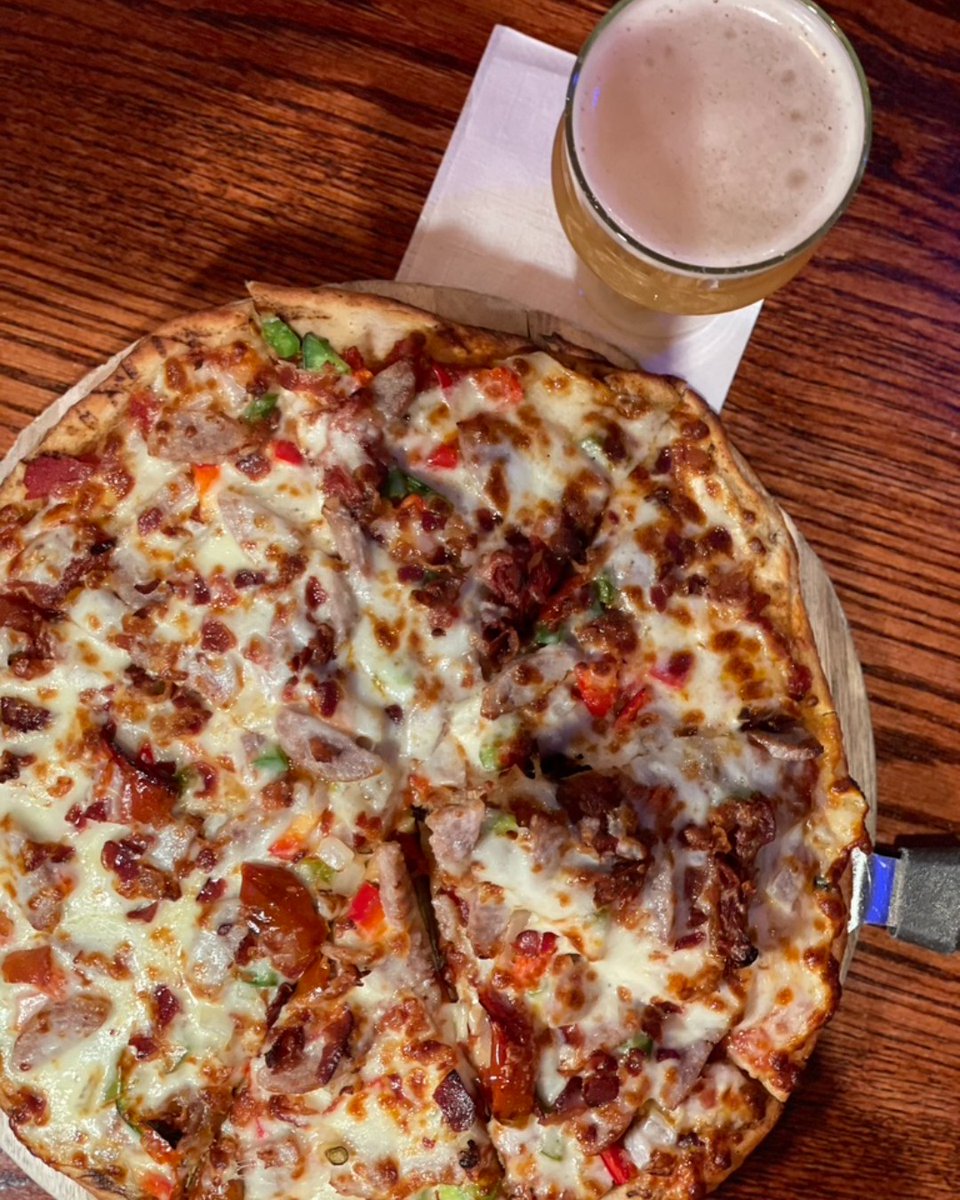 Pizza, beer, Patriots, let's go!