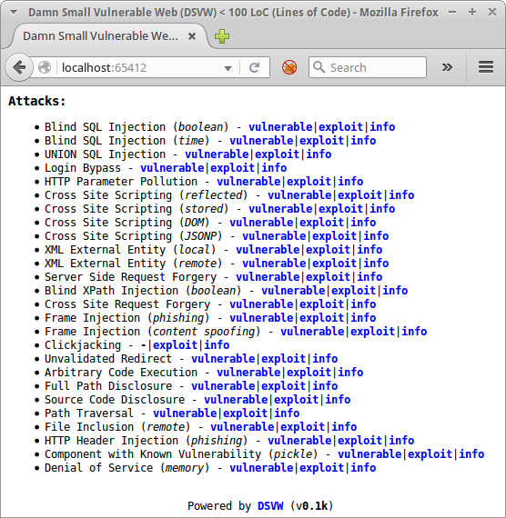 chc_course's tweet photo. تطبيق Damn Small Vulnerable Web (DSVW)🐛 هو تطبيق ويب ضعيف يُبرمج بأقل من 100 سطر للتعليم يقدم بيئة آمنة لاختبار مهارات الأمان وفهم ثغرات تطبيقات الويب. يغطي غالبية الثغرات ��لشائعة،يمكّن المستخدمين من تنفيذ هجمات واختبار قدراتهم في اكتشاف ومُعالجة الثغرات
https://t.co/qQi9tw8Zw3 https://t.co/zg3sTt5nUB