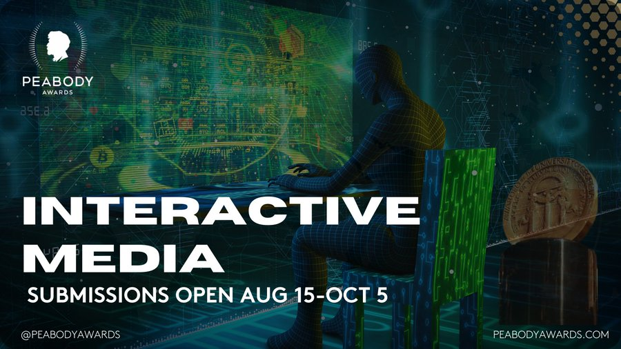 Kent Bye (Voices of VR) (@kentbye) on Twitter photo If you're working in telling immersive stories or interactive games, then the deadline for the <a href="/PeabodyAwards/">Peabody Awards</a> is on October 5th:
peabodyawards.com/awards/submit/… If you're working in telling immersive stories or interactive games, then the deadline for the <a href="/PeabodyAwards/">Peabody Awards</a> is on October 5th:
peabodyawards.com/awards/submit/…