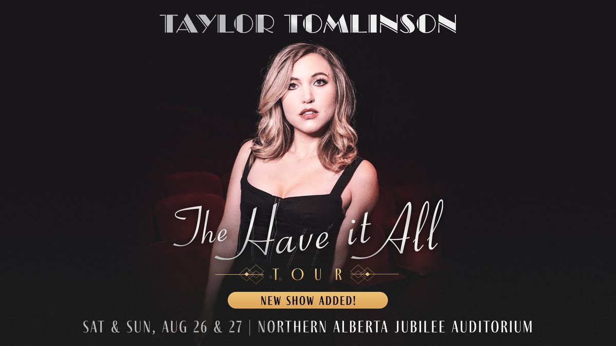 GREAT SEATS RELEASED ‼️ Taylor Tomlinson is bringing The Have it All Tour to Edmonton this weekend and a limited number of great tickets have just been released for her added show on 8/27! Get tickets while you can! jubileeauditorium.com