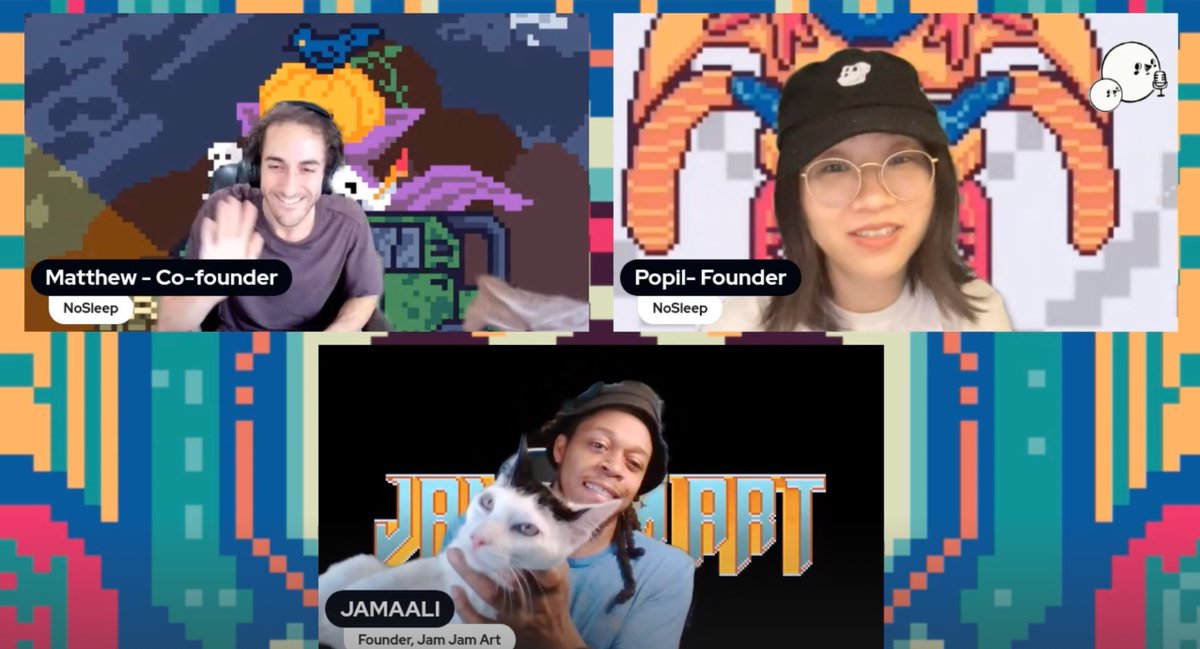 This week, the NoSleep Podcast had pixel artist <a href="/jamstarX/">Jam Jam Art</a> as a guest. It was fascinating to learn about his art journey, from murals to animation, and how he incorporates his culture. Big thanks for sharing, and a shoutout to the cute kitty too! ❤️