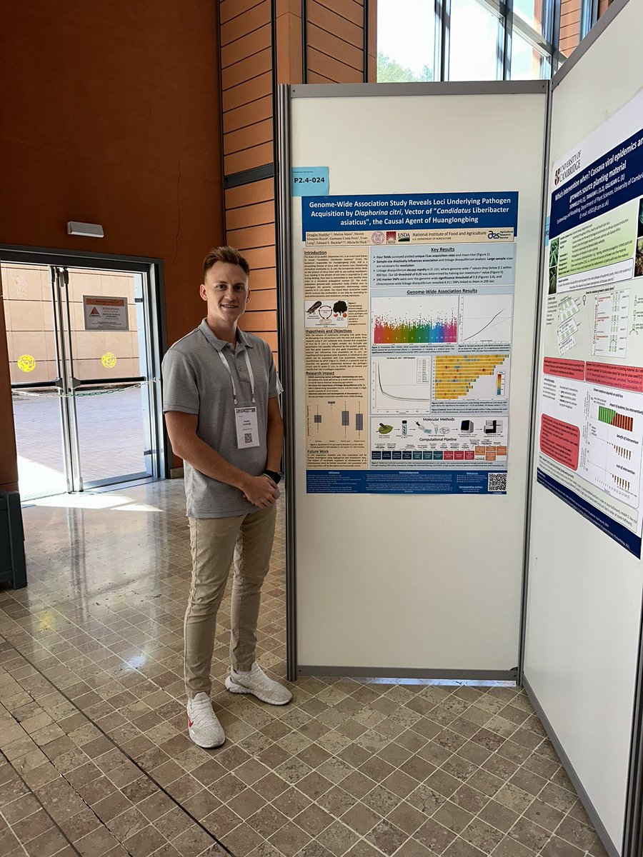 DougieStuehler's tweet photo. That’s a wrap at ICPP2023! Thanks to all who showed interest in our poster @Marina_Entom regarding a GWAS exploring vector competency of ACP, vector of Citrus Greening Disease. https://t.co/L7XCWLsHS3