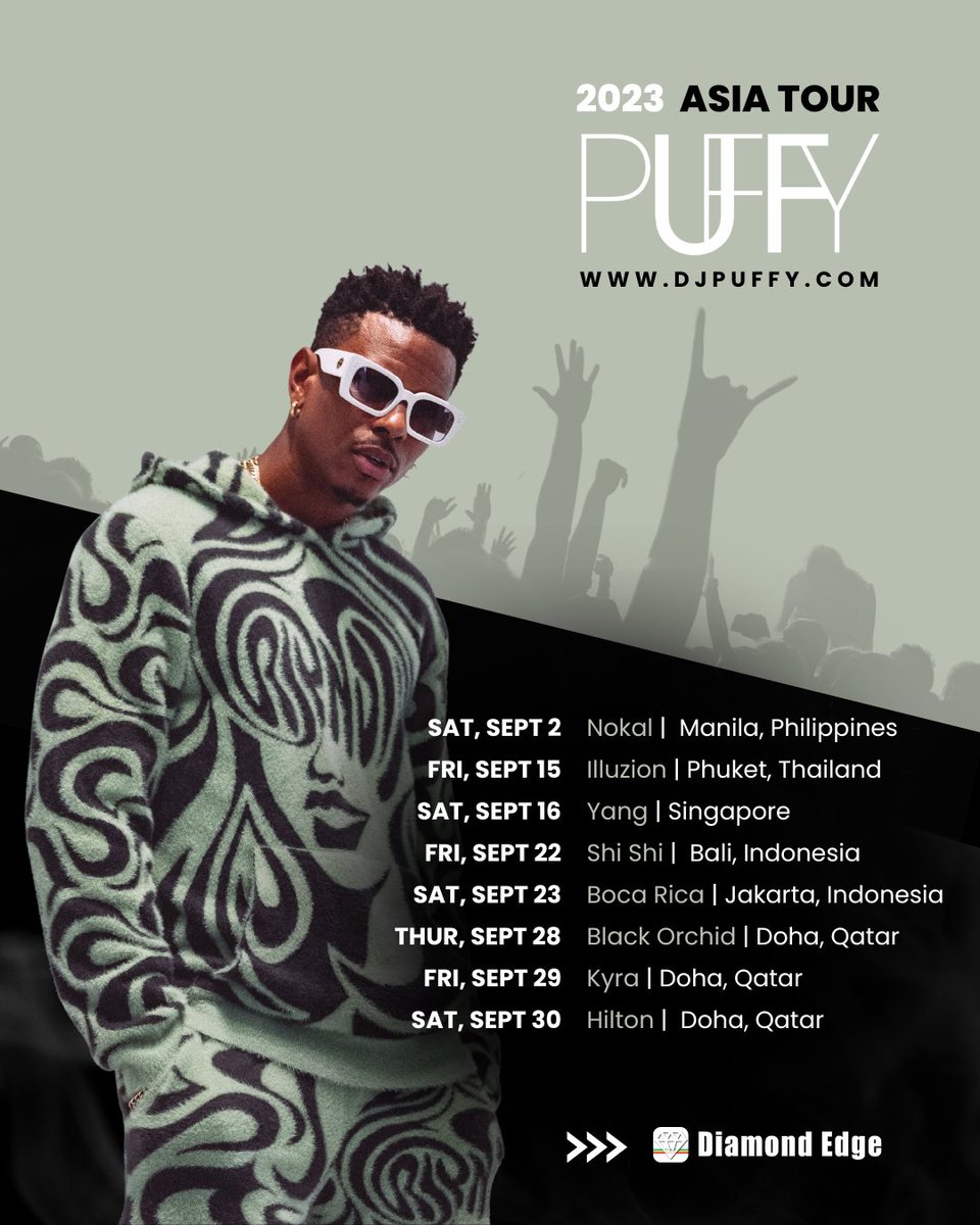 DEEJAYPUFFY's tweet photo. 2023 Asia Tour with @DiamondEdge 💎 kicks off tonight! 🚀 https://t.co/yBCJgShq13