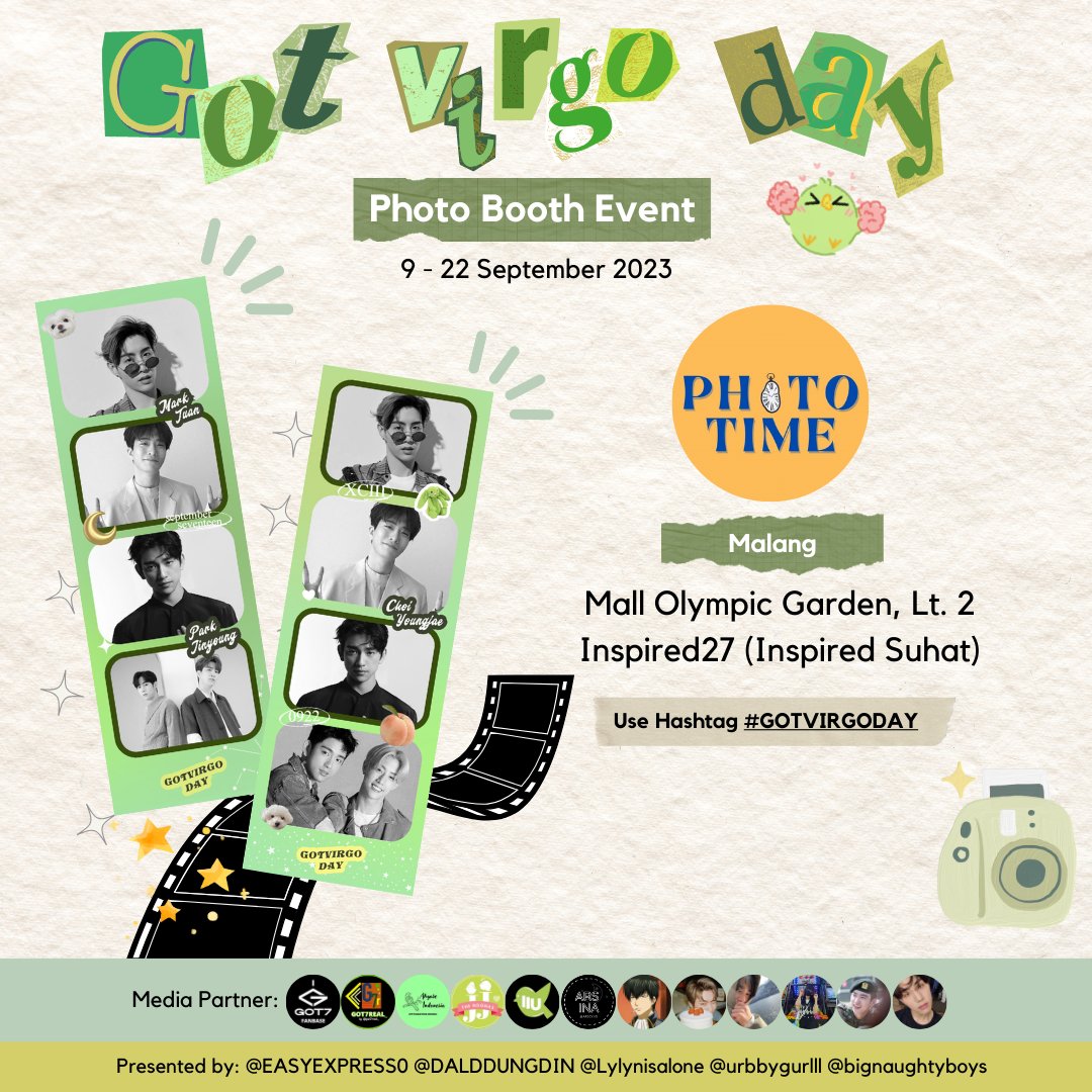 ♍️HAPPY #GOTVIRGODAY♍️

GOT7 Virgo Line's Birthday Photo Booth Event by <a href="/EASYEXPRESS0/">Kevina 📌 GOT7 photo booth event</a> @DALDDUNGDIN <a href="/Lylynisalone/">L°♡</a> <a href="/urbbygurlll/">gengineer❄️👷‍♂🇵🇸</a> <a href="/bignaughtyboys/">c</a>

📆: 9-22 September 2023
📍: Photo Time

Kindly use hashtag #GOTVIRGODAY and tag us! 📸

#GOT7 #MARKTUAN #YOUNGJAE #JINYOUNG