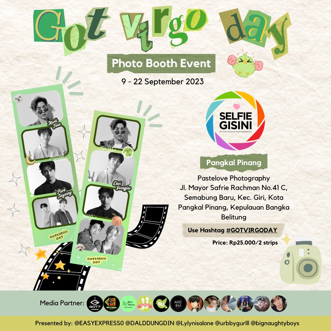 ♍️HAPPY #GOTVIRGODAY♍️

GOT7 Virgo Line's Birthday Photo Booth Event by <a href="/EASYEXPRESS0/">Kevina 📌 GOT7 photo booth event</a> @DALDDUNGDIN <a href="/Lylynisalone/">L°♡</a> <a href="/urbbygurlll/">gengineer❄️👷‍♂🇵🇸</a> <a href="/bignaughtyboys/">c</a>

📆: 9-22 September 2023
📍: Selfiegisini

Kindly use hashtag #GOTVIRGODAY and tag us! 📸

#GOT7 #MARKTUAN #YOUNGJAE #JINYOUNG