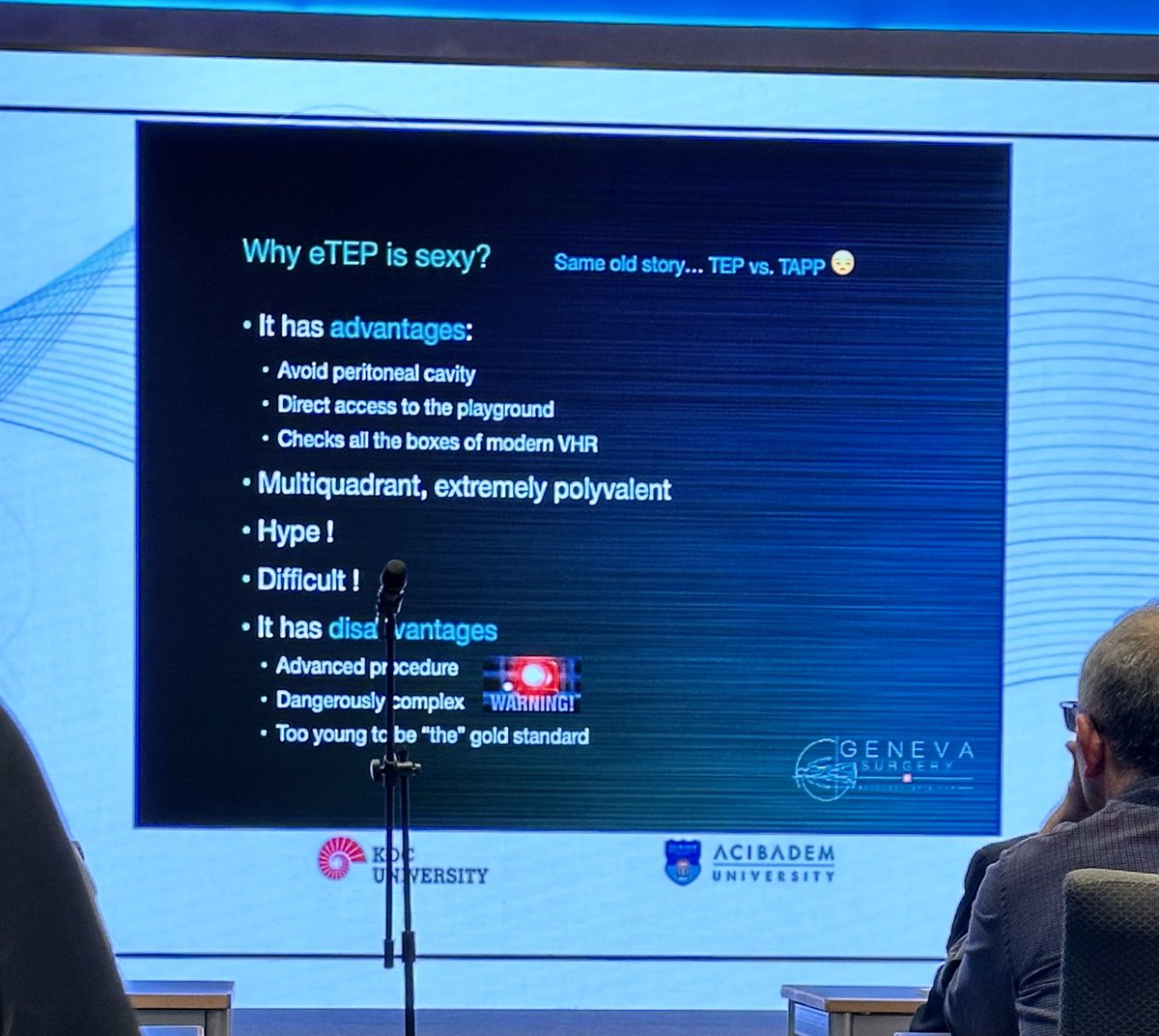 Alisa Coker, M.D. (@alisamae) on Twitter photo <a href="/InanMD/">Ihsan INAN, MD FMH FACS</a> giving us the low down on R-eTEP. “Having access to the robot is not a wildcard for R-eTEP.” Agree, this operation is not for everyone and not for novice robotic surgeons but yes, it is sexy! #RSCSummit2023 #hernia #roboticsurgery <a href="/InanMD/">Ihsan INAN, MD FMH FACS</a> giving us the low down on R-eTEP. “Having access to the robot is not a wildcard for R-eTEP.” Agree, this operation is not for everyone and not for novice robotic surgeons but yes, it is sexy! #RSCSummit2023 #hernia #roboticsurgery