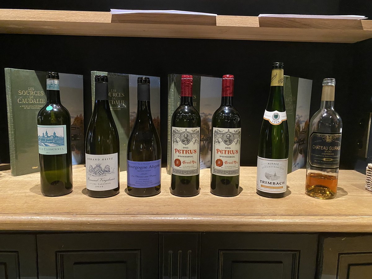 Line up for dinner with my Fine Vintage Bordeaux tour group from “Cork &amp; Flame” Augusta GA. Guess the stand out wine!