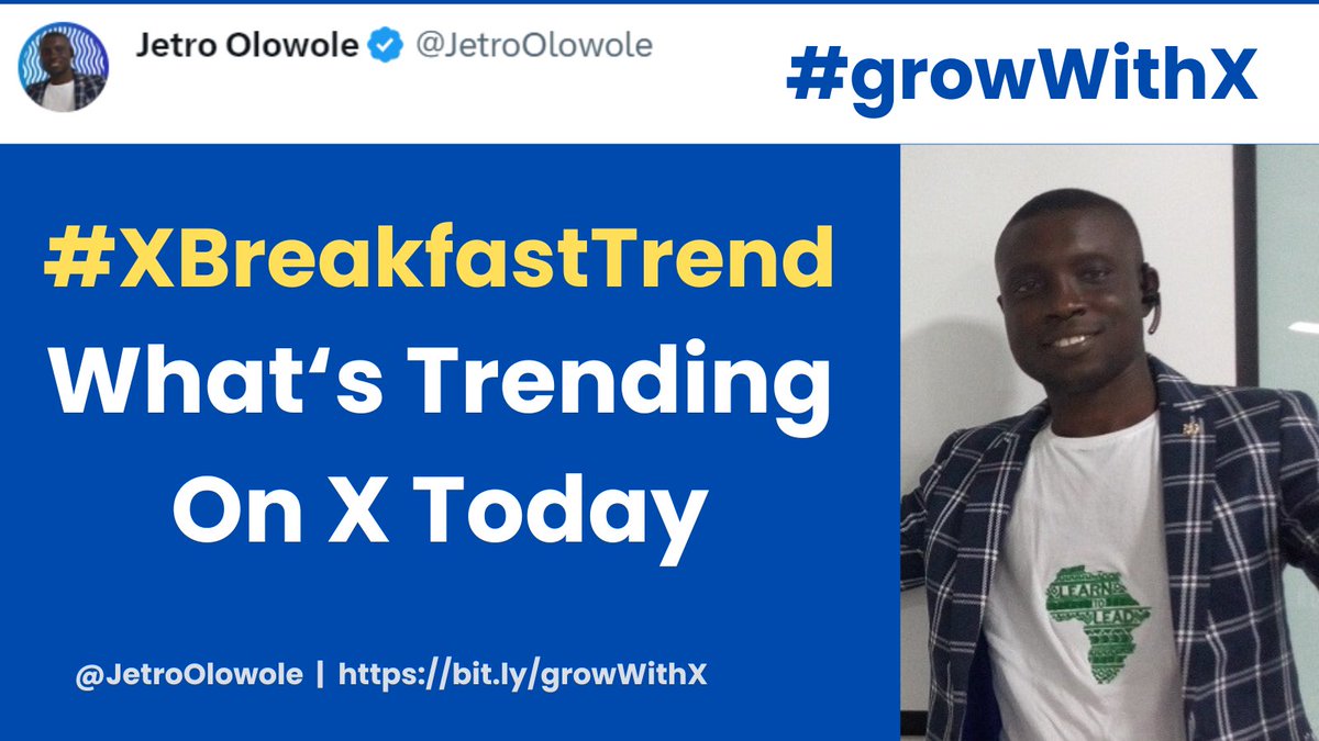 JetroOlowole's tweet image. 👉WHAT'S TRENDING ON X TODAY - 02/09/2023 
Here is the latest #XBreakfastTrend report on what's trending on X today.  
Trending topics are bolded or hashtag and will be shared in the reply.  Note that only trending topics that have not been covered in previous episode will be…