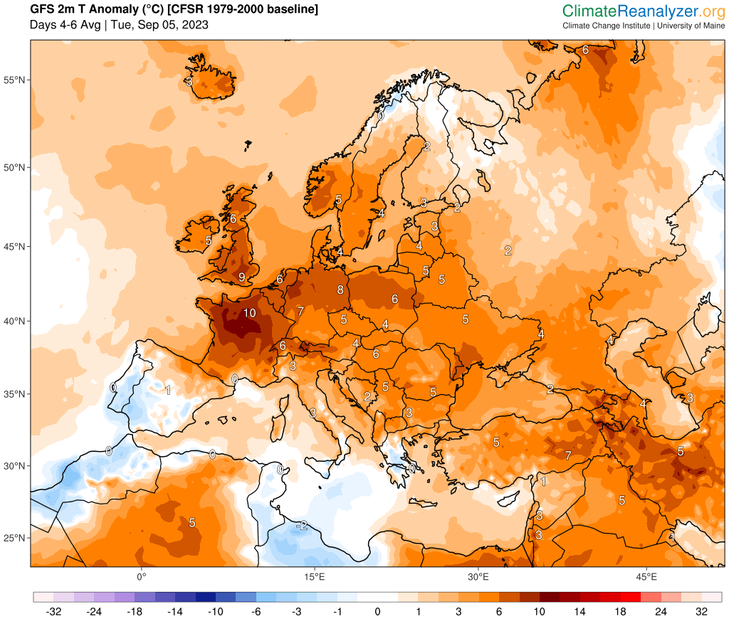 meteonewsSA's tweet photo. Cette première décade du mois de septembre se montrera #exceptionnellement #chaude sur le nord-ouest de l'Europe et également en Suisse avec des anomalies #positives de température entre 5 et 8° par rapport aux normales. - Image: https://t.co/nQW4wEjpqf (nb) https://t.co/WT5NhRORi1